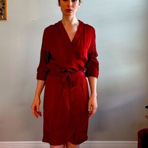 Scotch and Soda Journey Au Soleil burnt Orange Wrap Dress- Long Sleeve